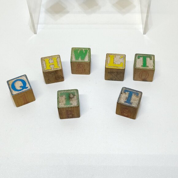 Alphabet Number Wooden Blocks Circa 1950s Play Education Toys Brand Unknown VTG - Picture 5 of 7